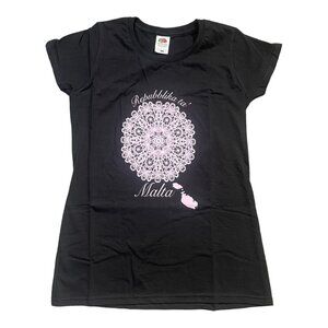 Around The World MALTA Round Neck S/S Black T- Shirt Size XS NEW